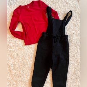 All About Threads Cotton Overalls, H&M Red Top Girls Bundle Sz 4